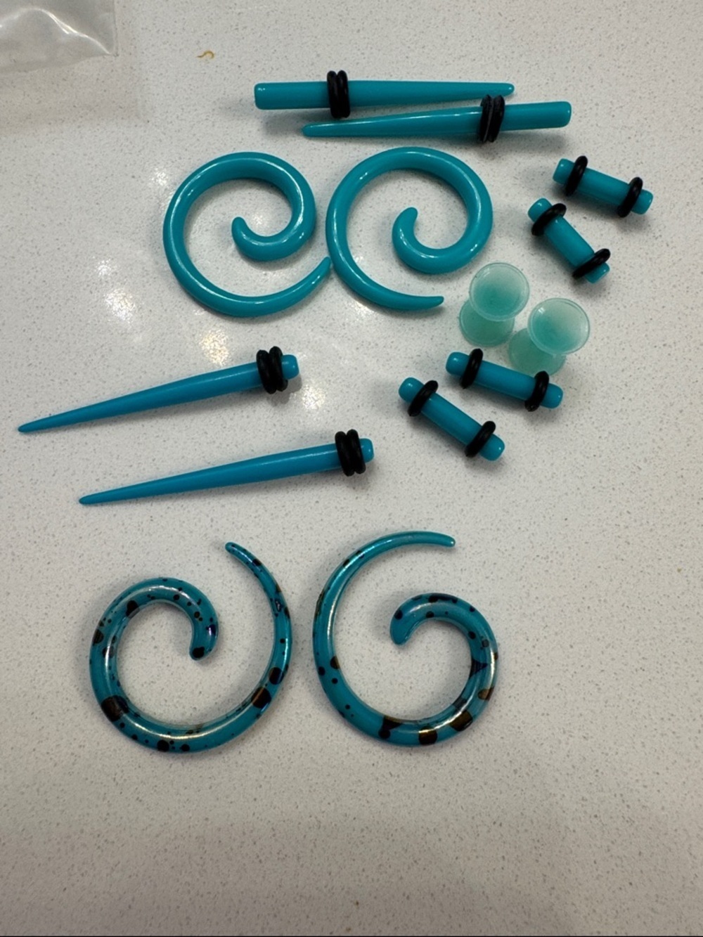 Turquoise Spiral Ear Stretching Kit - 7piece Set